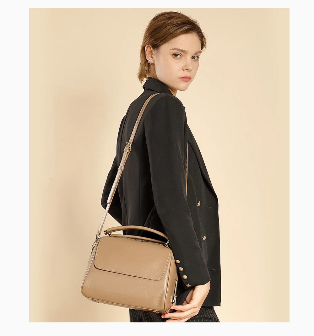 Zency Damen Handtasche aus echtem Leder Rindsleder Umhängetasche Große Boston Crossbody Satchel Für Mode Bolsa Zwei Riemen