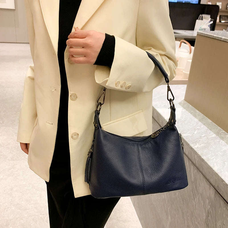Sac à Main Hobo en Cuir Véritable Vintage – Femme MYNELIA