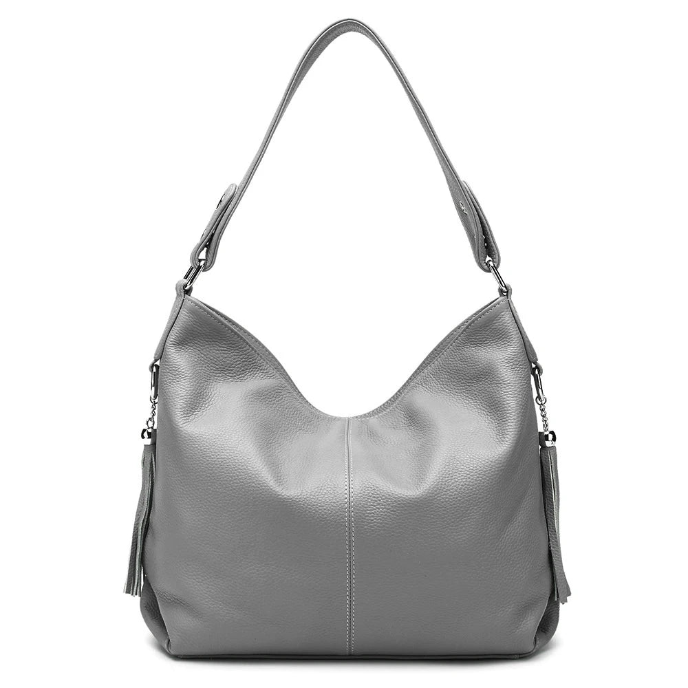 Zency Fashion Soft Real Genuine Leather Tassel Women's Handbag Ladies Shoulder Tote Messenger Hobo Bag Satchel Purple Green MYNELIA