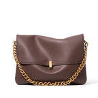 Sac Rabat Cuir Véritable Chaîne Dorée Verrou Flap