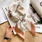 70cm Neckerchief Female Luxury Square Scarf for Women Silk Feeling Shawl Satin Hijab Wraps Hair Bands Ribbon Headband Bandann MYNELIA