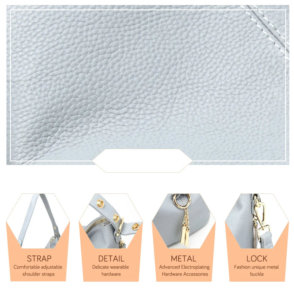 Sac hobo cuir véritable- Zippé bandoulière MYNELIA