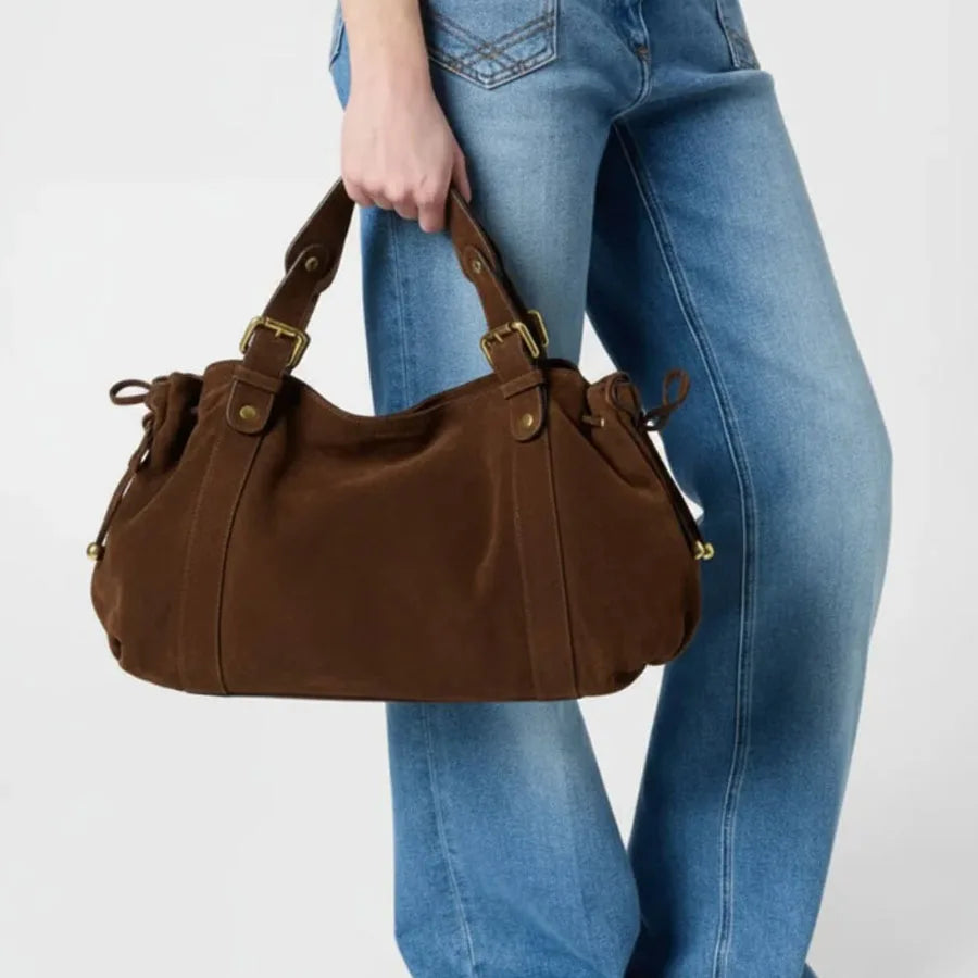 Sac Tote Boston PU Souple Imperméable Rivets Rétro