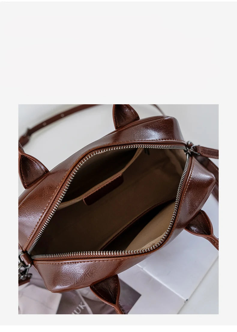Sac Bowling cuir ciré véritable Femme – Crossbody Luxe
