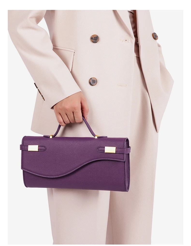 Sac boston cuir PU texture Vintage – Clutch & Bandoulière Chic