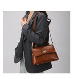 Sac en cuir PU Souple Urbain Lock Buckle Poche Épaule Croisé