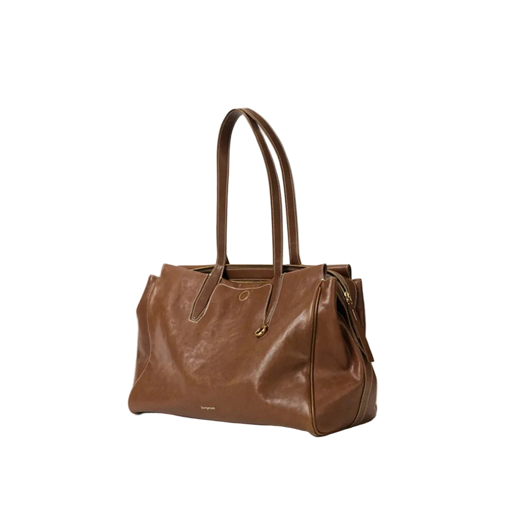 Sac à main tote en cuir véritable tanné végétal — Élégance & Caractère MYNELIA