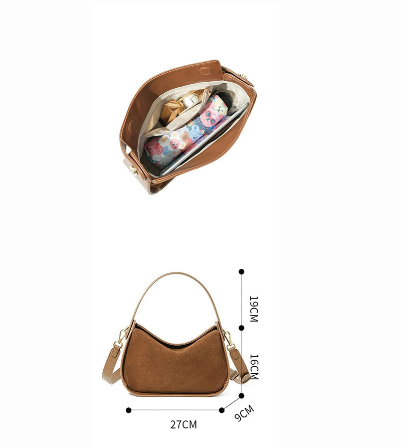 Sac à main bandoulière en daim Cuir -Design unique forme coussin MYNELIA