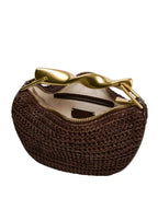 Sac Hobo tressé anse métallique-Rouille & Chocolat