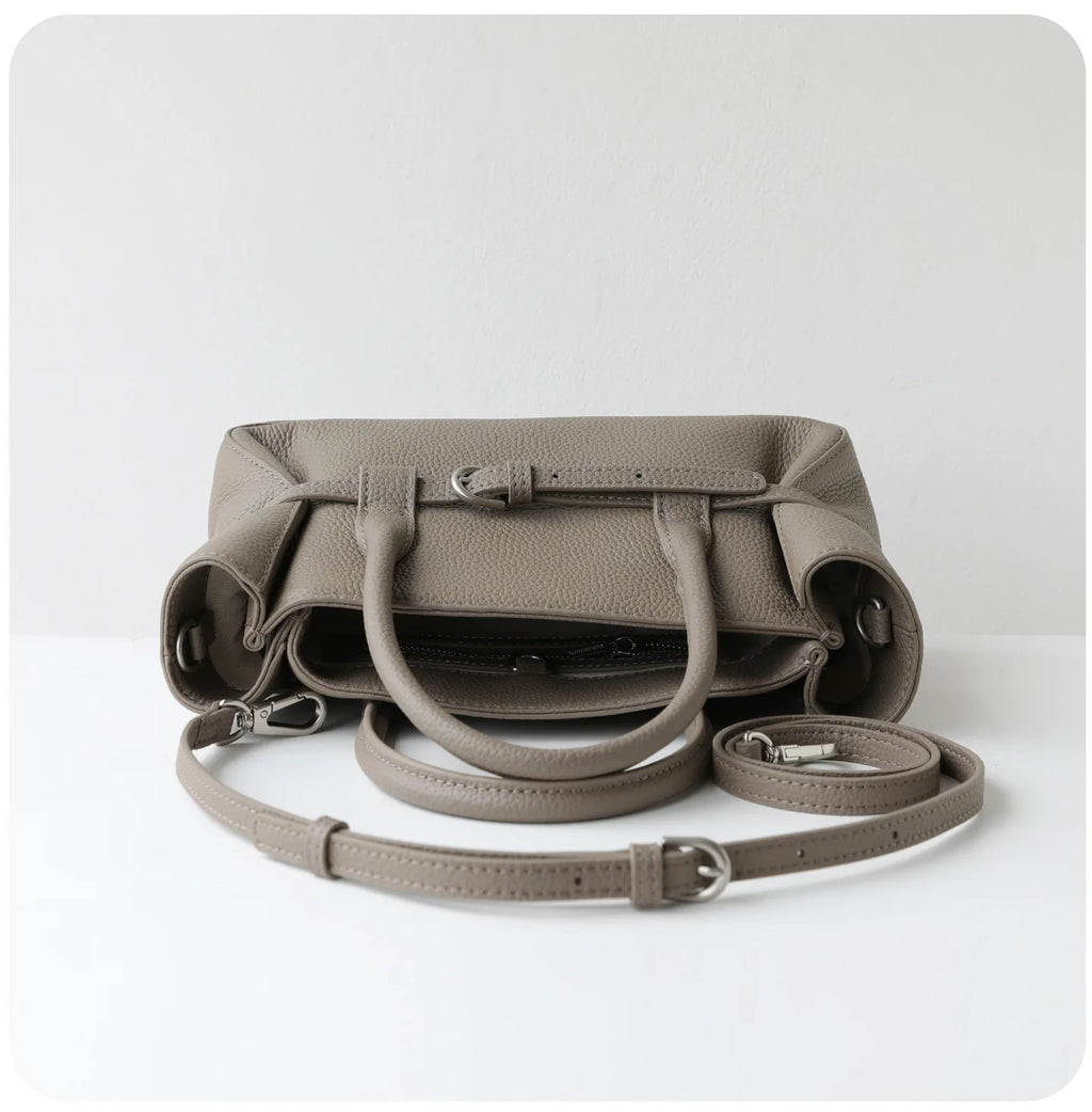 Sac Satchel Cuir Véritable Boucle Ceinture Doublure Coton Bio Croisé
