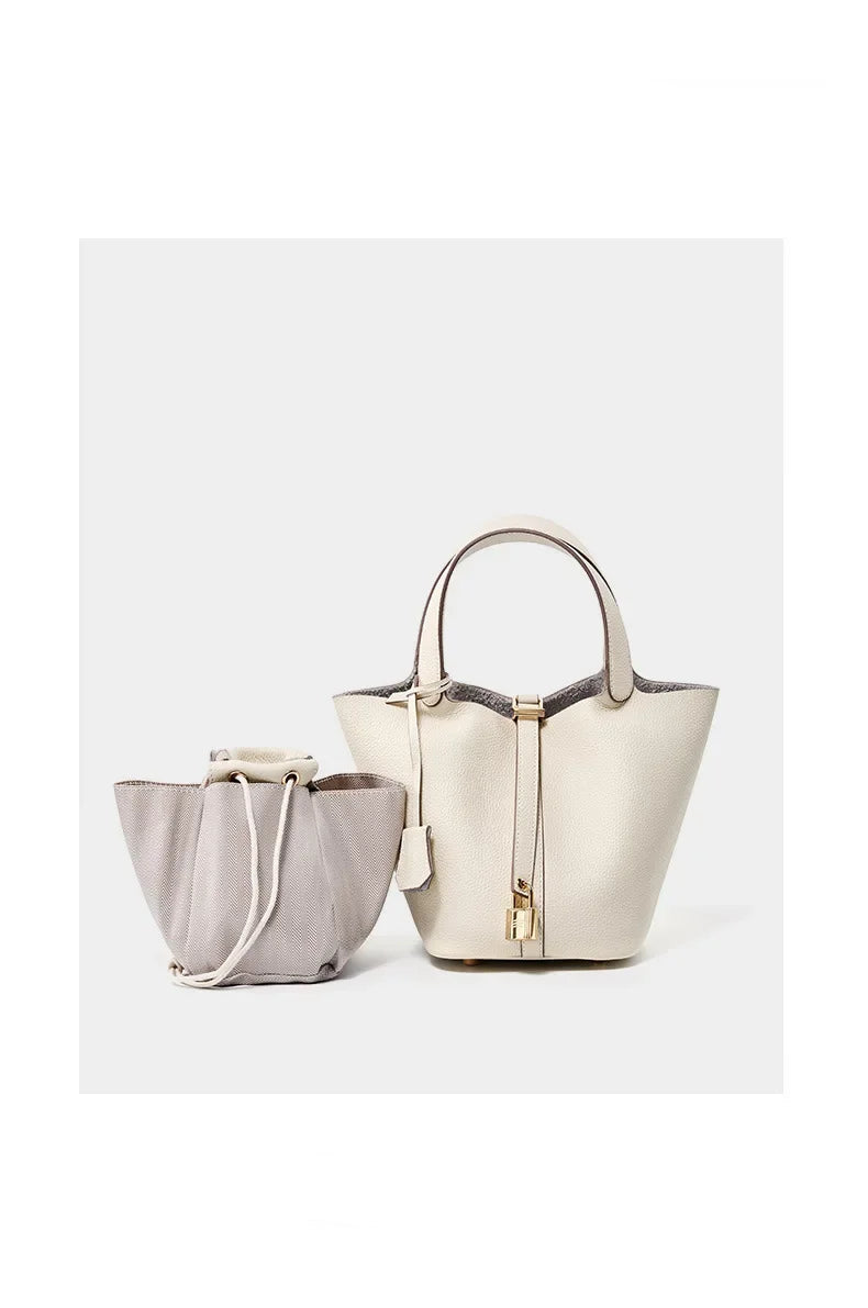 Sac Seau en Cuir Togo – Panier Souple Femme, 22 cm MYNELIA