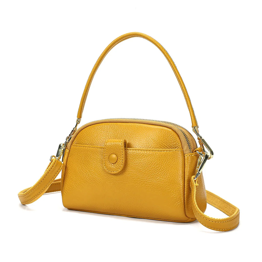 Petit sac épaule en cuir de vachette à poches intérieures