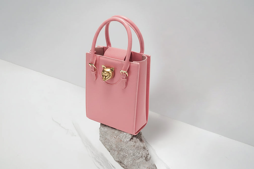 Sac box cuir véritable – Verrou décoratif structure rigide