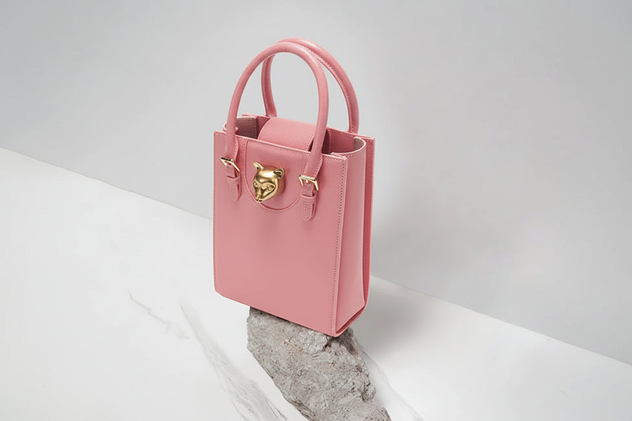 Sac box cuir véritable – Verrou décoratif structure rigide