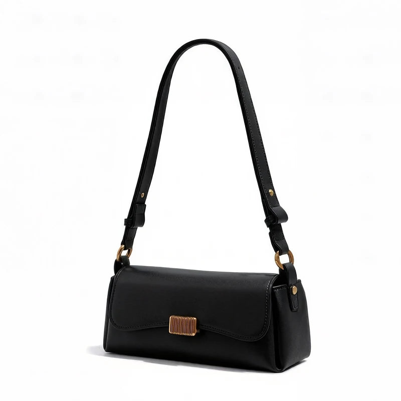 Sac Baguette Femme en Cuir PU Rigide – Cadenas Vintage, Décor Sequins, 3 Coloris, 26x12x8cm