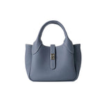 2026 Neue hochwertige Damen-Eimertasche aus Rindsleder, kleine Schulter-Umhängetasche, elegante Pendlerhandtasche für Damen, Grau