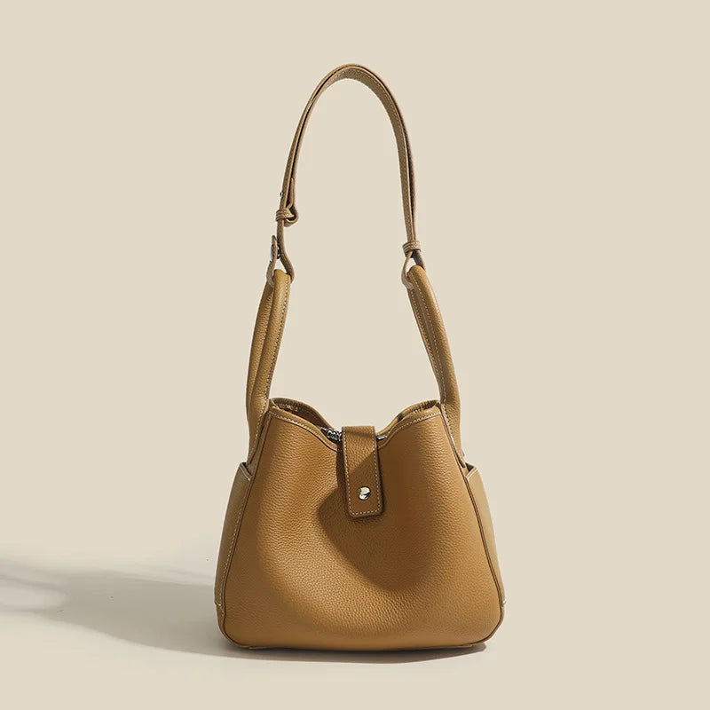 Genuine Leather Women's Shoulder bag niche design fashion lady's basket bag soft cowhide bucket bag handbag for women MYNELIA
