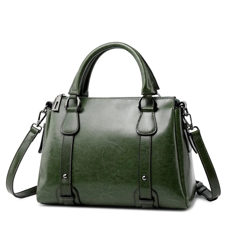 Sac à main en cuir ciré Oil Wax – Fermeture zip, Port multiple