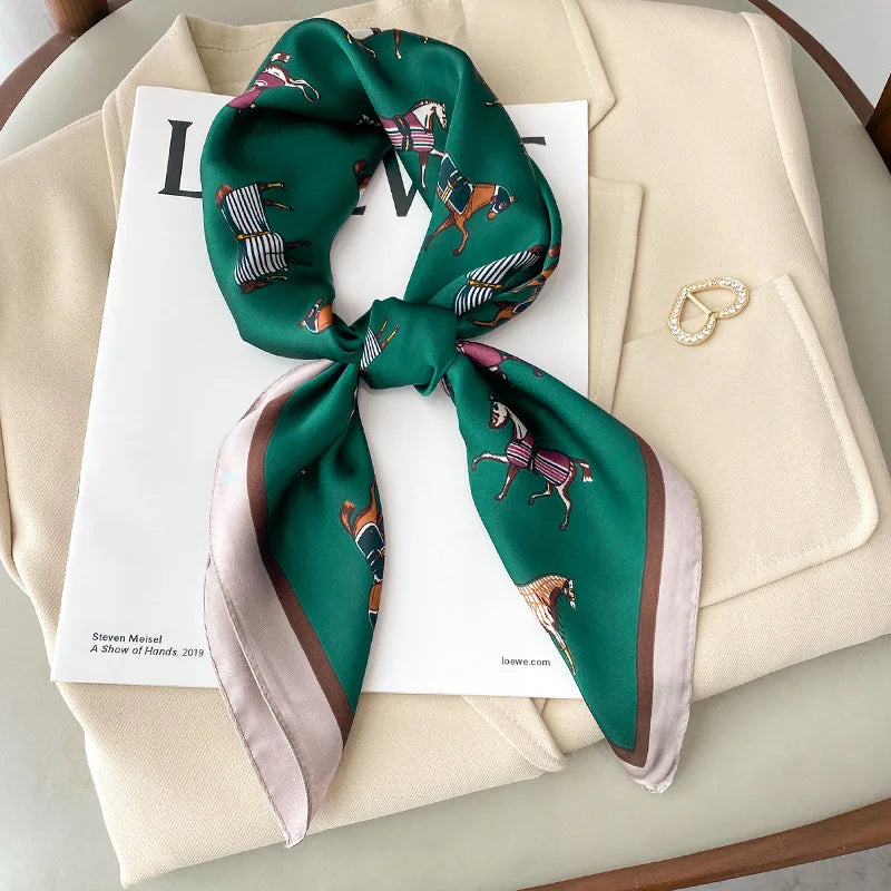Fashion Luxury Brand 70cm Silk Square Scarf Women Satin Neck Tie Female Hair Bandana Headkerchief Shawl Wrap Hijab Echarpe MYNELIA