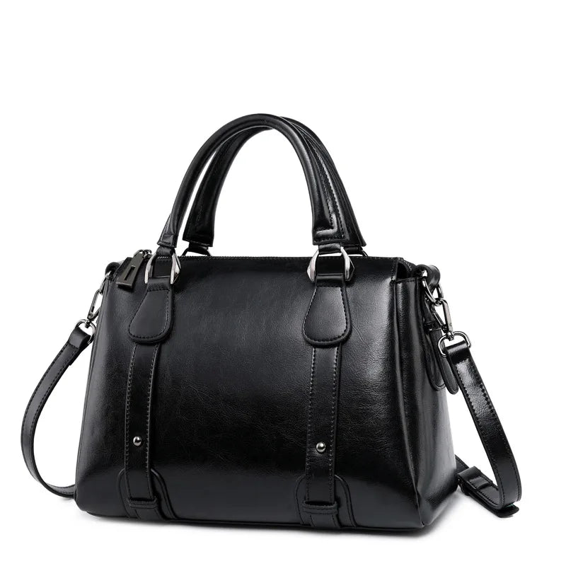 Sac à main en cuir ciré Oil Wax – Fermeture zip, Port multiple