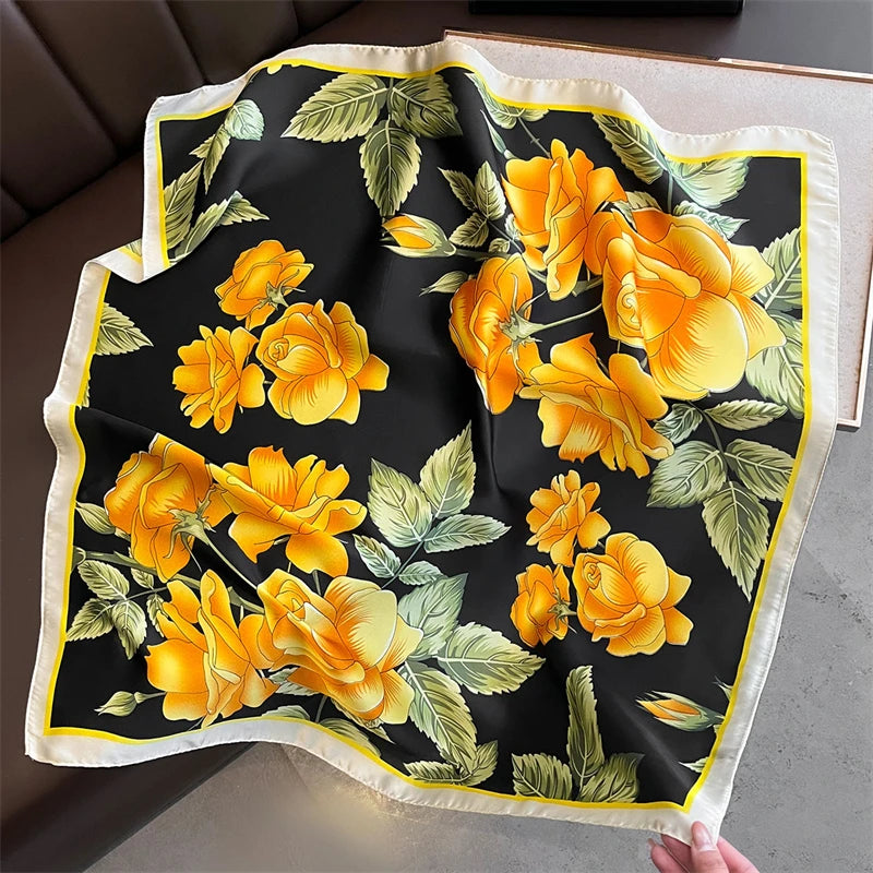Foulard Carré Imprimé Floral 70×70 cm – Léger & Multicolore, Femme MYNELIA