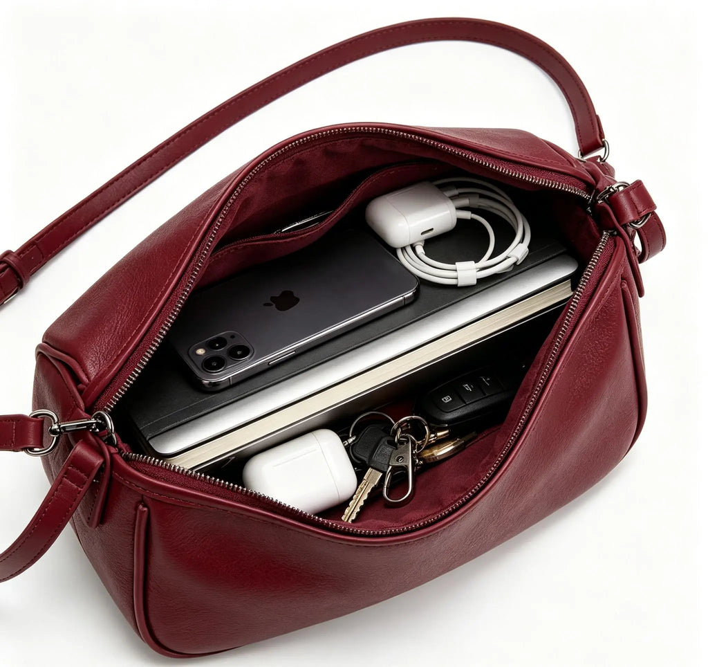 Sac à main en Cuir PU souple – Poche Intérieure,Style Casual Chic