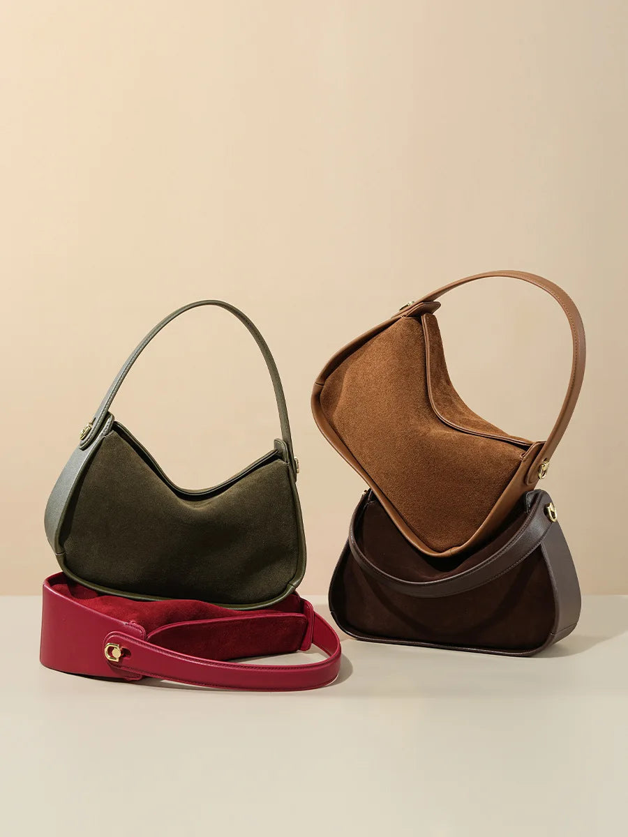 Sac à main bandoulière en daim Cuir -Design unique forme coussin MYNELIA