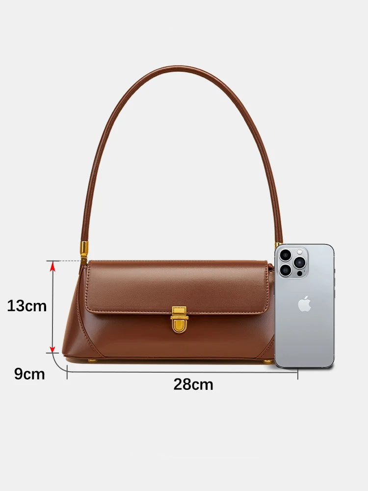 Sac baguette femme en cuir de vachette – 28 × 13 × 9 cm