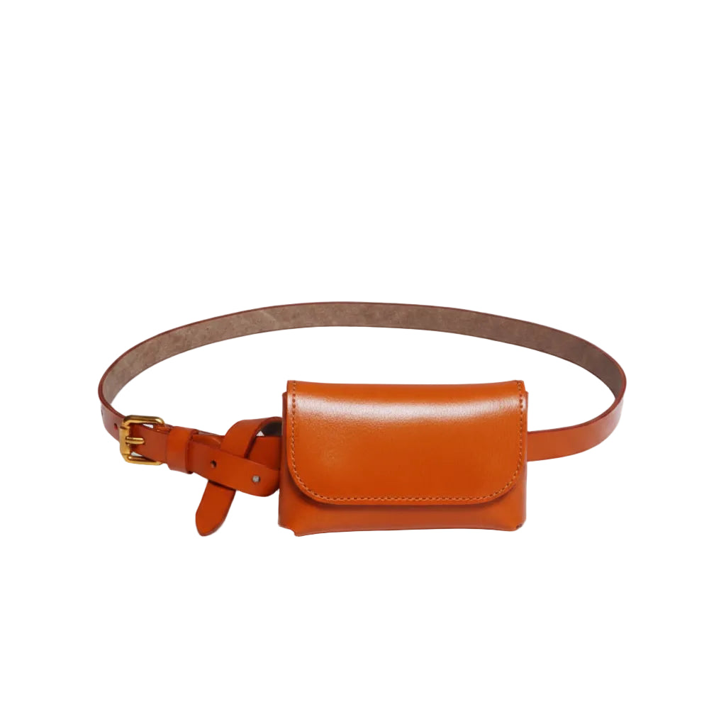 Ceinture cuir véritable avec pochette – Style Coréen Minimaliste