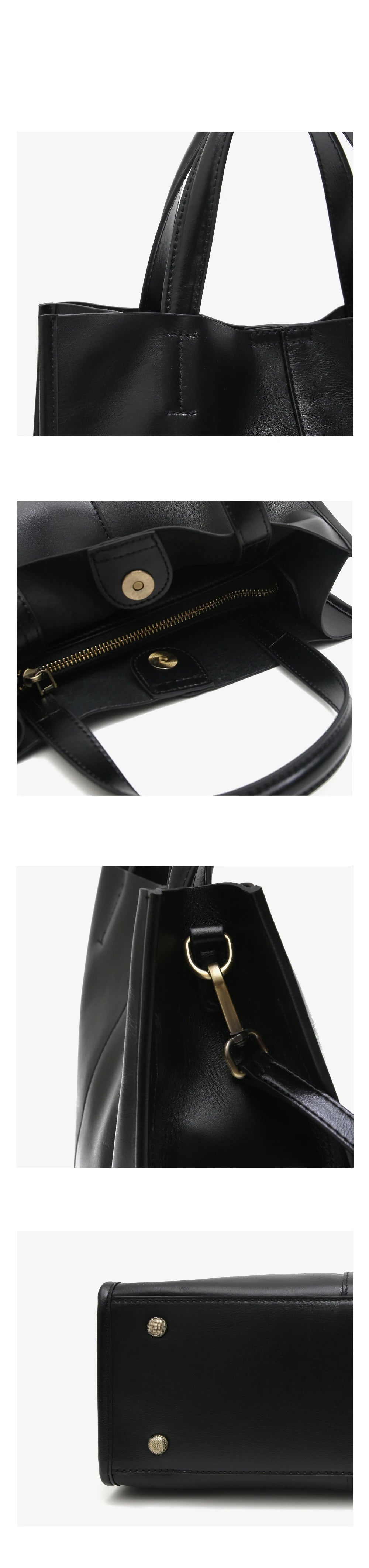 Sac cabas femme en cuir véritable – Style vintage, 6 coloris