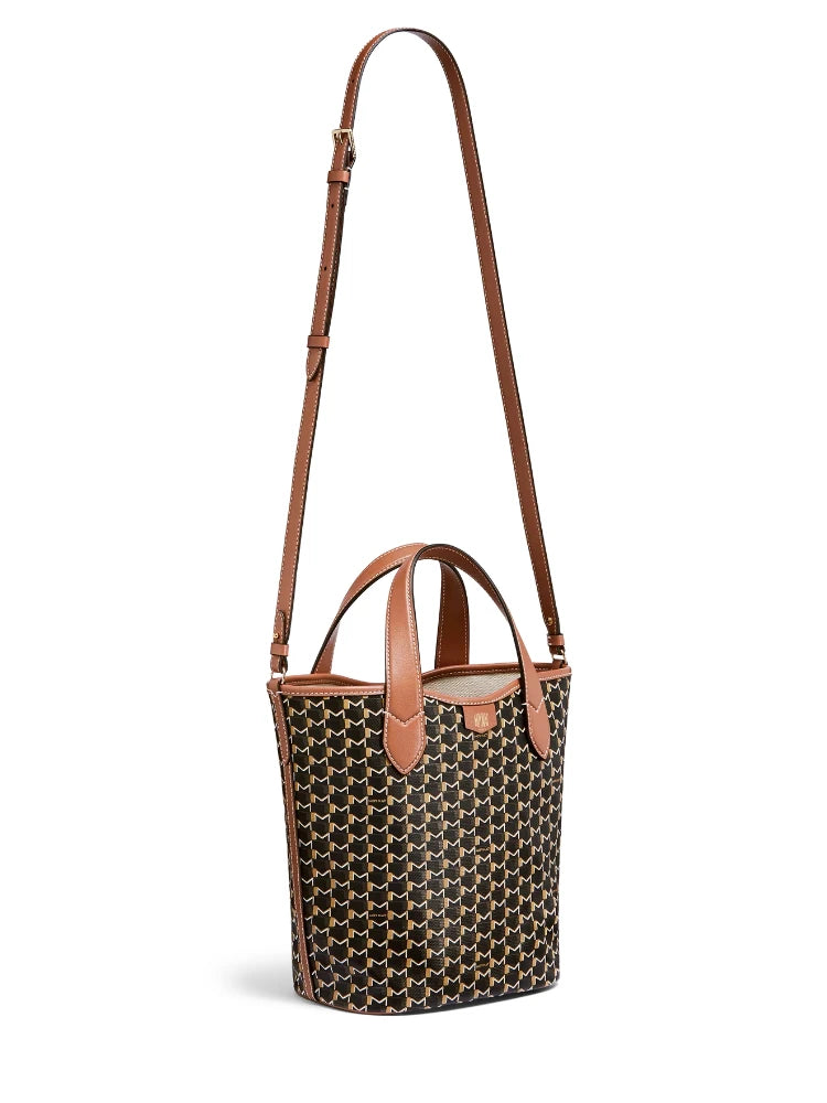 Sac Bucket Canvas Monogramme – Motif géométrique,Coutures contrastées