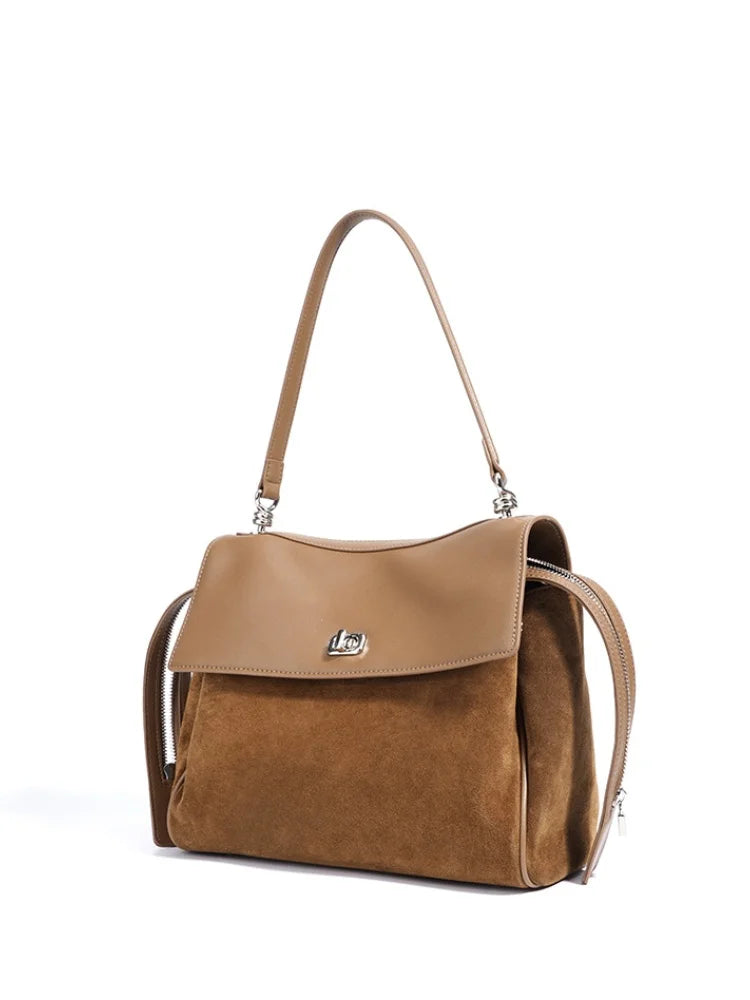 Sac Tote en Cuir Suédé – Cabas Rétro Bandoulière Femme MYNELIA