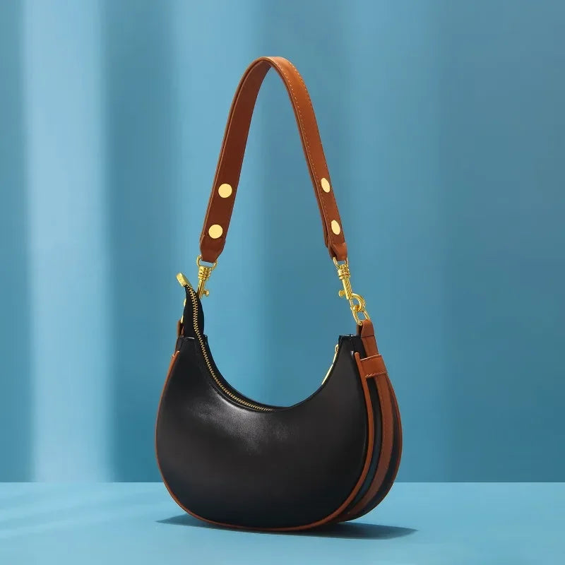 Sac épaule femme demi-lune souple en simili cuir