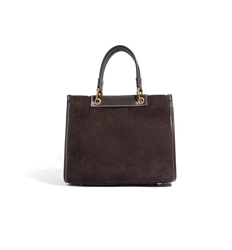 Wildleder Tragetasche Herbst Winter Neues kleines Design Vintage Aktentasche Mode Minimalistische Schulter Umhängetasche für Damen Handtaschen