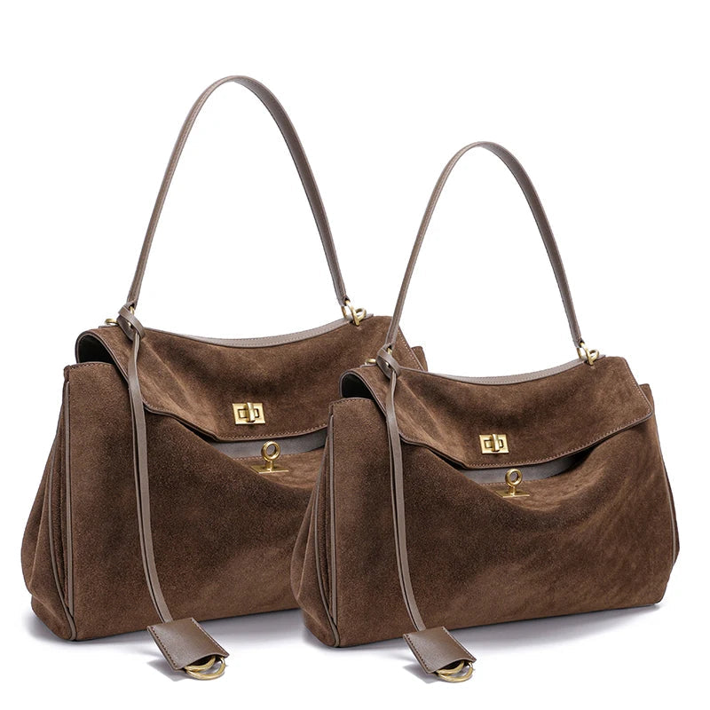 Sac à main cabas en daim cuir véritable -Grande capacité, Style Casual MYNELIA