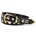 Ceinture femme en cuir PU – Rivets Dorés,Boucle Alliage, Style Fashion