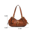 Sac épaule vintage esprit biker en cuir PU