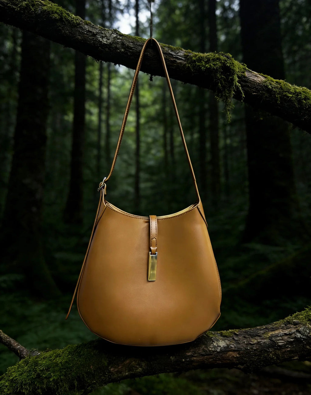Sac à bandoulière en daim Véritable – Style équestre MYNELIA