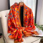 Foulard rectangulaire satiné à motifs anneaux – 180 × 90 cm