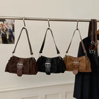 Sac à bandoulière  suède plissé – Fermoir Style fashion