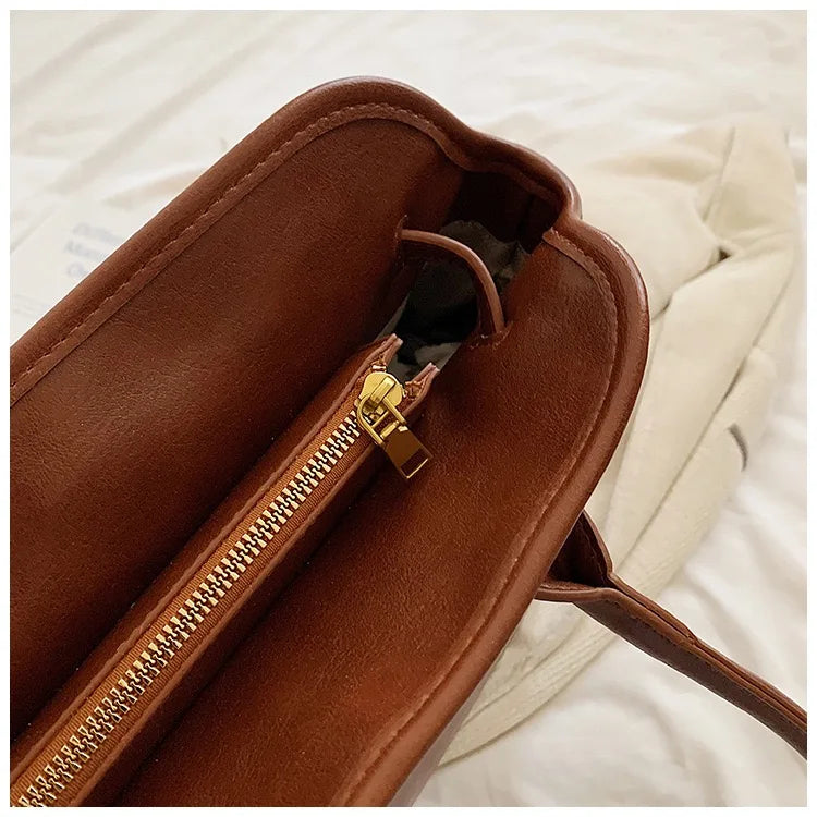 Sac Tote Cabas Vintage cuir PU Souple Grande Capacité