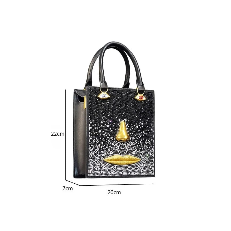Sac bandoulière femme rigide à visage en relief 3D – TPU