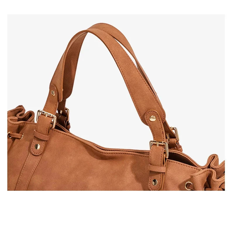 Sac Tote Boston PU Souple Imperméable Rivets Rétro
