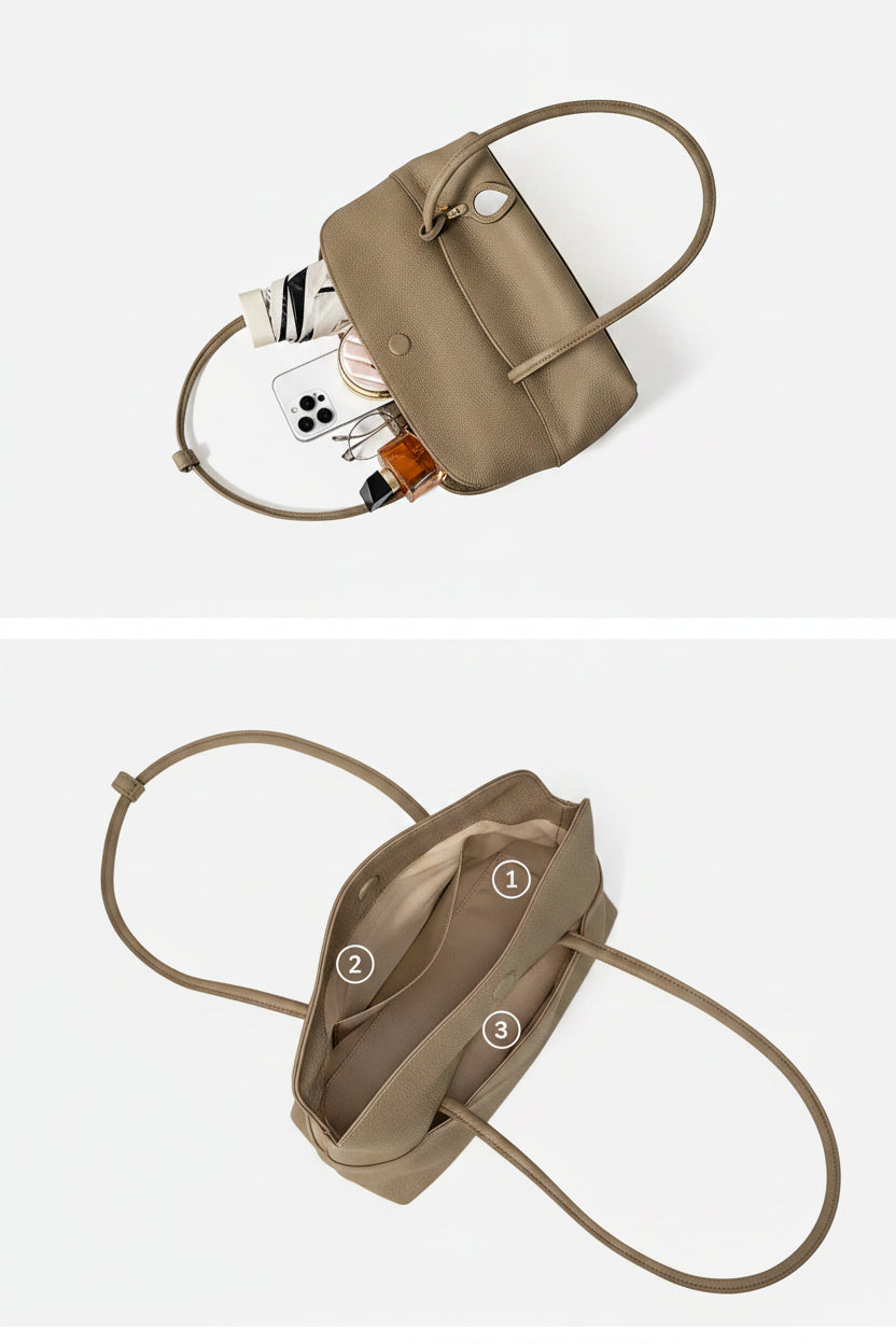 Sac à main en cuir véritable première fleur – Design niche & grande capacité