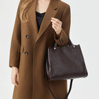 Sac cabas souple en cuir véritable à poches intérieures