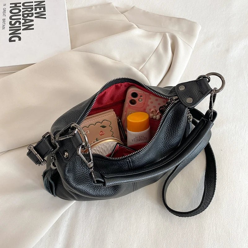 Sac à Main Hobo en Cuir Véritable Vintage – Femme MYNELIA
