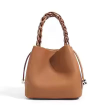 Sac seau cuir femme – Anse Tressée & Bandoulière réglable Style Casual Chic