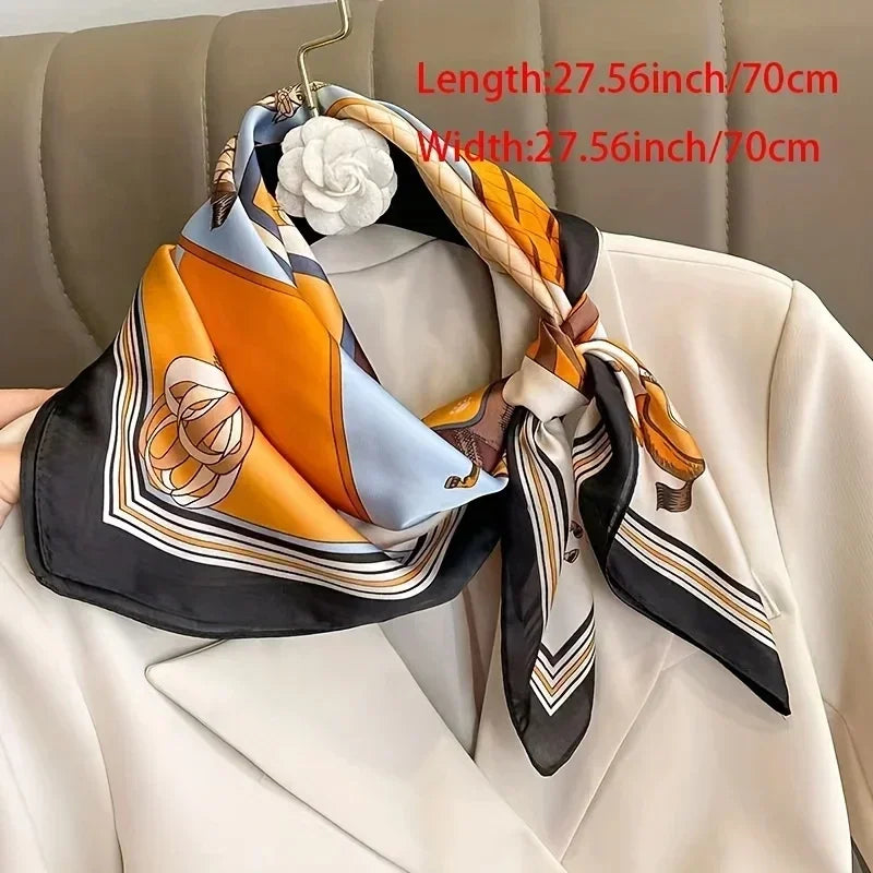 100% Mulberry Silk Scarf Women's Satin Multifunctional Square Scarf 90X90cm - Headband Hair Ribbon Neckerchief Bandana MYNELIA