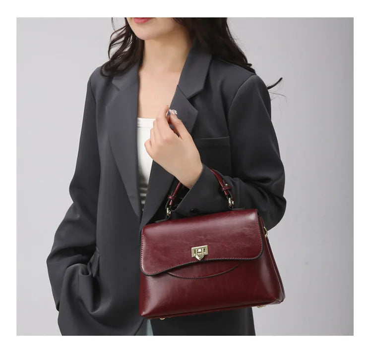 Sac en cuir PU Souple Urbain Lock Buckle Poche Épaule Croisé