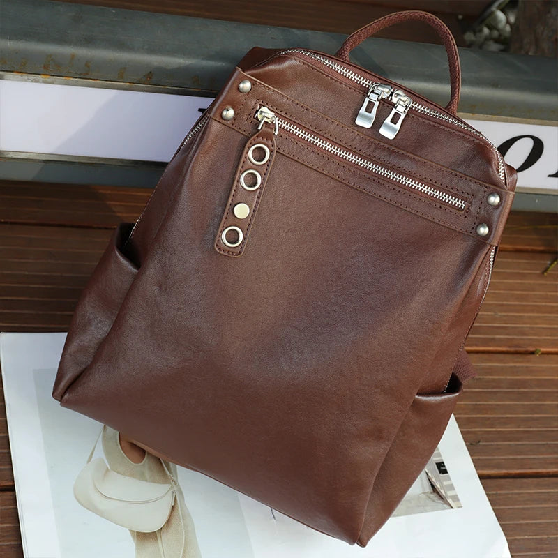 Sac à dos cuir véritable – Style rétro minimaliste